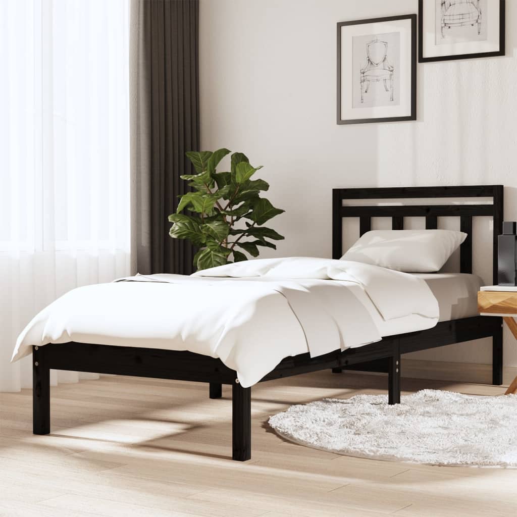 Letto in legno massello di pino nero 100x200 cm – SHABANI Home & Living