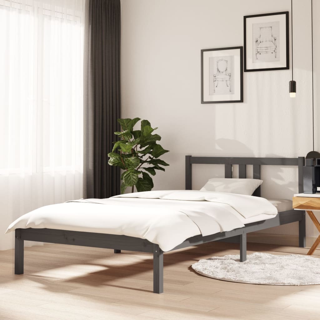 Letto in legno massello grigio 100x200 cm – SHABANI Home & Living