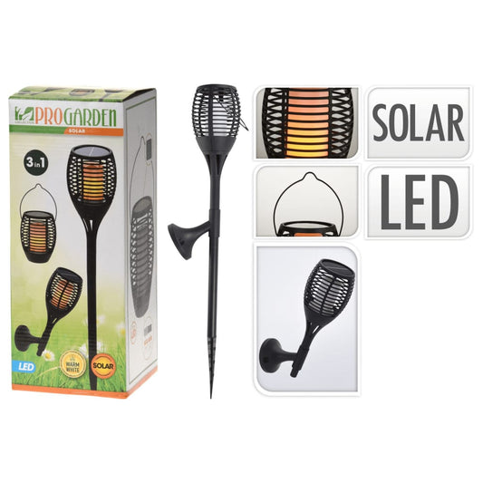 ProGarden 3-in-1 LED Solar-Taschenlampe Gartenleuchte Schwarz