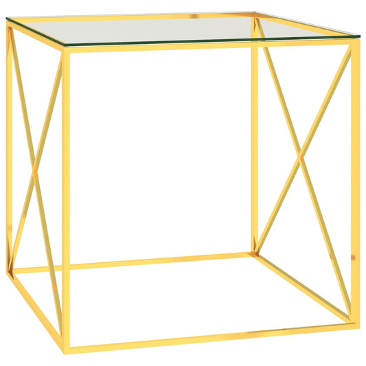 Couchtisch Golden 55x55x55 cm Edelstahl und Glas