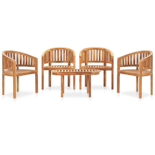 5-tlg. Garten-Lounge-Set Massivholz Teak